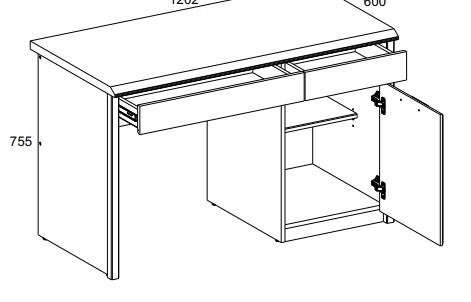 Стол письменный с ящиками (размеры)